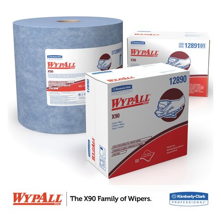 Wypall Towels & Wipes, Denim Blue, Box, Hydroknit*, 68 Wipes, Unscented, 340 PK KCC 12890